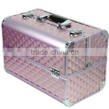 Pink professional aluminum cosmetic case