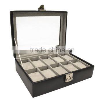 high quality wholesale oem custom luxury black mens wooden watch box