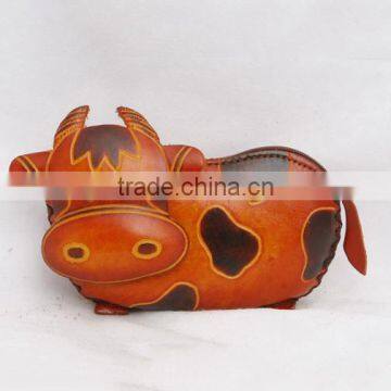 Handmade Leather Large Cow Coin Purse photo-2