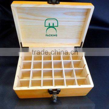 Natural Light Pine Wood 24pcs Storage Box Essential Oils