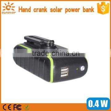 Dual USB 2.1A Portable Solar Mobile Charger in Power Bank, Hand Crank Power Solar Charger photo-4