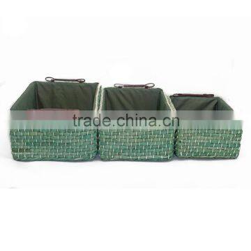 Kingwillow Art & Craft ,Set of 3, Storage Box, Green Maize Storage Rectangular Basket Bins, Organizer Containers photo-2