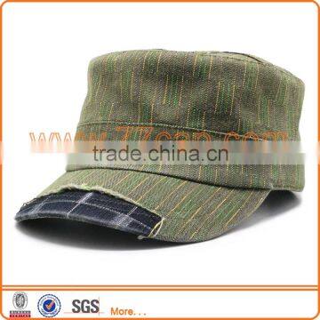 100% cotton distress rips military cap