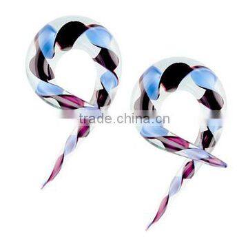 Blue &Black Glass Twist Hanger Plug Body Jewelry