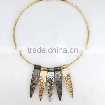 Hotsale feather shape pendant alloy necklace