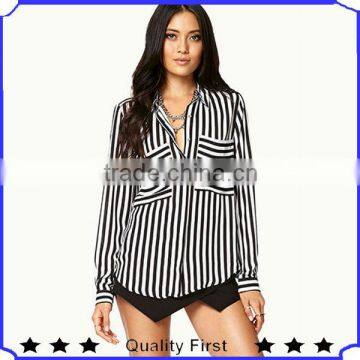 ladies long sleeve chiffon blouse designs,summer formal striped shirts and blouse,latest fashion blouse and tops women
