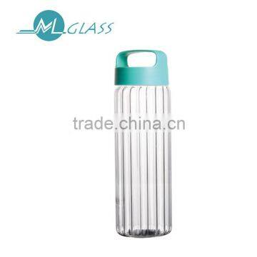 450ml high borosilicate glass water bottle with plastic lid N6489