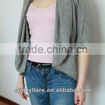 women pure cashmere short cardigan/poncho