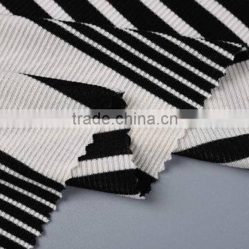 High Quality 100% Rayon Yarn Dyed Stripe Rib Knit Fabric photo-2