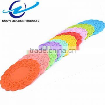 Colorful Flowers Large Size Silicone Placemat Cup Mat Round Heat Insulation Pad Table Placemat photo-5