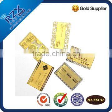 Custom Design CR 80 Size Printable Gold Metal Business Card With Contact Chip or Magnetic Stripe