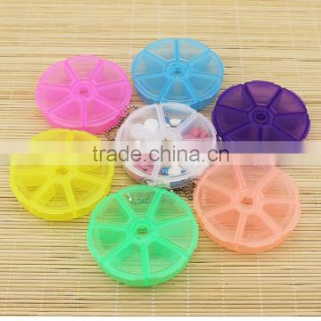 round weekly Mini box _7 week pill box rotary cover kits /PP plastic pill box/Medical capsule holder