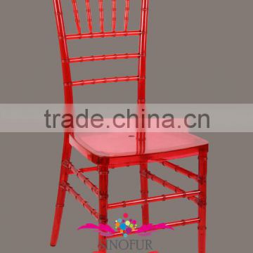 crystal red color polycarbonate chiavari chair / resin tiffany chair