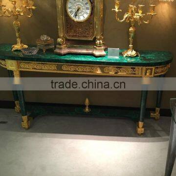 Fantastic Quality Gilt Bronze Mounted Louis XVI Style Natural Malachite Console Table