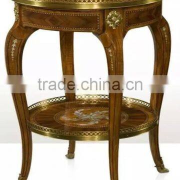 Vintage Style Natural Wood Carved Coffee Table With Seashell Mosaic Crafts Handmade Marquetry Living Room Round Side Table