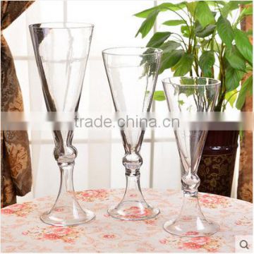 Trumpet tall stem wedding decoration table centerpieces murano glass vases for flower arrangement