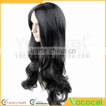 65 cm Cosplay Masquerade Party Halloween Christmas Long Wavy Hair Extensions Wig Black photo-3