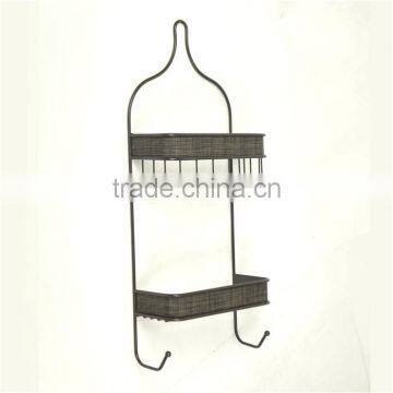 Wall Mounted Shampoo Rack With Two Hooks photo-2