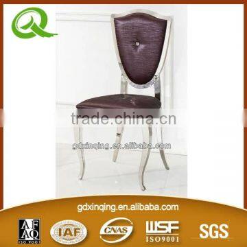 home furniture crystal button PU leather stainless steel dining chairs