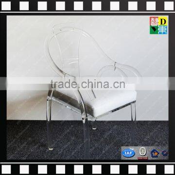 Luxury acrylic office chair clear acrylic arm-chair wholesale PMMA ghost chair from shenzhen yidong