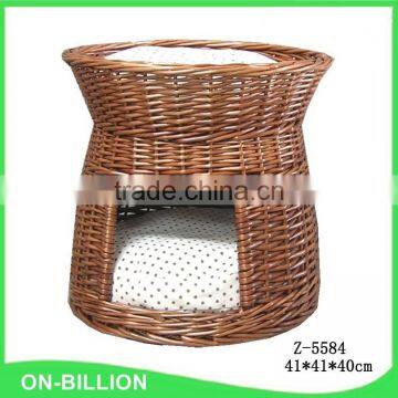 Antique hand woven wicker house for cat