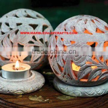 Gorgeous Soapstone Tea Light Candle Holder, Lamp, Stand