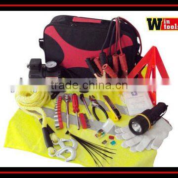 YYS12011 90-piece roadside auto repair kit with jumper start with air compressor