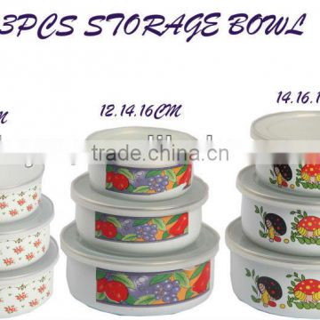 enamel storage bowl mixing bowl salad bowl food container enamel bowl with PP lid