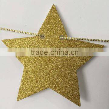 paper gold glitter star garland with golden string