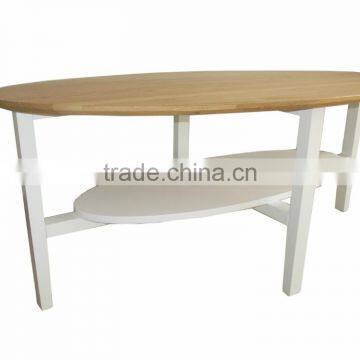 Wood Oval Coffee Table With White Top photo-4