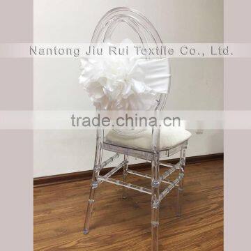 Taffeta Big White Flower Chair Sash For Wedding Luxurious Style High Spandex Double Lycra Bands For Party/Banquet