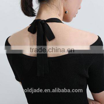 2016 Fashinable Sexy Turtle Neck Knitting Short Sleeves Shirt for Girls photo-3