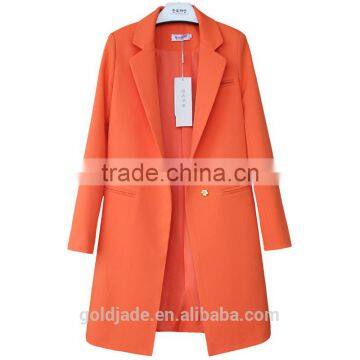 Women's Plus Size Wool Blazer Coat Long One Button Outwear Overcoat loose fit Jacket