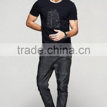 Cotton/spandex Man Black T-shirt Fit Mens Printing T-shirt photo-5