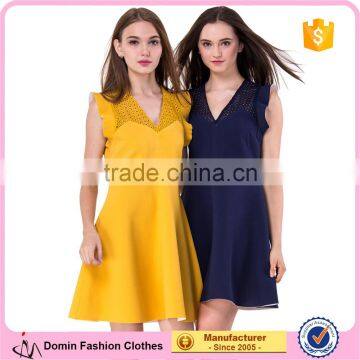 Free sample 2017 latest sleeveless summer dress plain designs photos