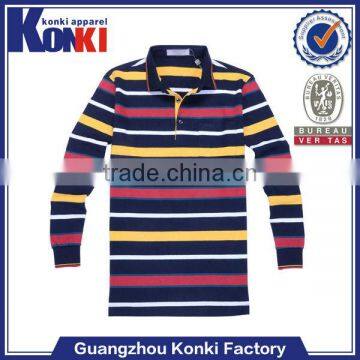 bulk High quality long sleeve stripe men's polo shirt