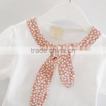 2017 Wholesale Children's Boutique Clothing Set Girls Fancy White Shirt With Floral Skirt photo-4