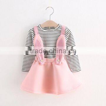 Winter clothes for children rabbit ears strip T-shirt and space cotton strap dress suit