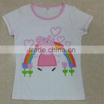 children pipa t-shirt , High Quality combed cotton girls short sleeve printed t-shirts
