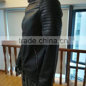 Round Collar Men Jacket pu Leahter Motorcycle Jacket photo-3