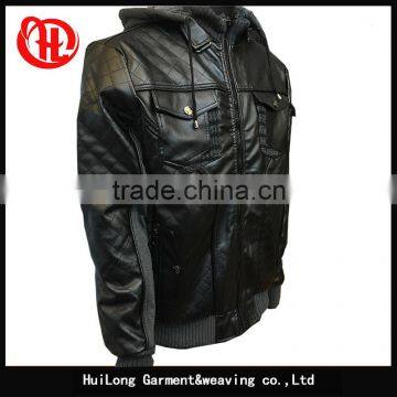 High Quality Winter Thick Fur Lining Fleece Hoodymen pu Leahter Jacket photo-3