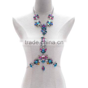 Full luxury crystal gems fashion body chain jewelry for women