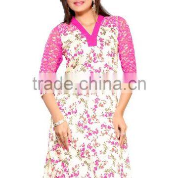 Flower Design Jute Silk Styles Kurtis/western Kurti Designs/latest Long Kurti Designs/lady Kurti/08 photo-3