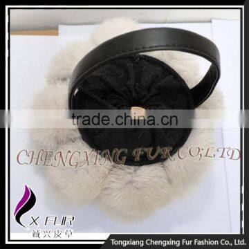 CX-H-08 High Quality Black Genuine Rabbit Fur Hand Bag Fur Pom Pom photo-5