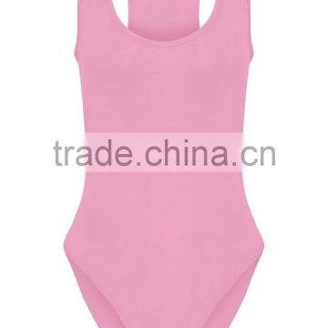 Light Pink Women Basic Bodysuit With Racer Back Bodybuilding Elastic Plain Jumpsuit photo-4