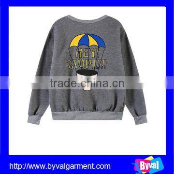 2015 New design kids cheap plain printing sweatshirts kids pullover 100%cotton fleece sweatshirts