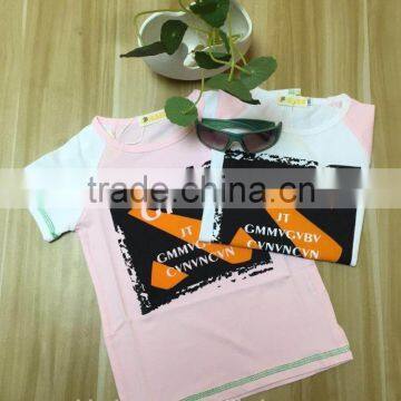 2017 newest t-shirt printing many color and deigns kid garment letter pattern kid shirt