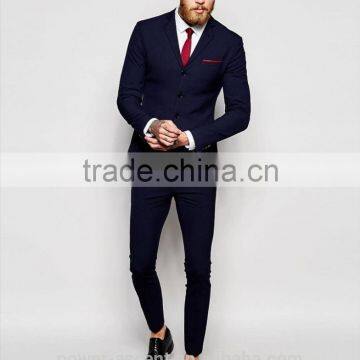 2016 Men's New Designer Super Skinny Four Bottons Navy Suit Jacket photo-3