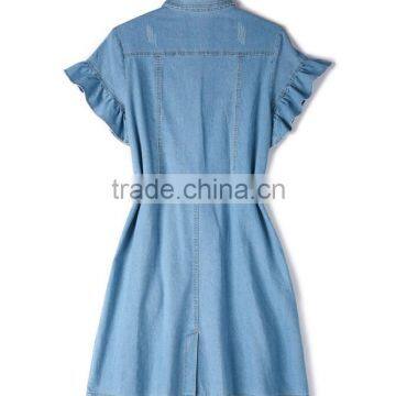 Zm35716a Latest Designs Elegant Embroidery Jeans Long Dress for Lady photo-4