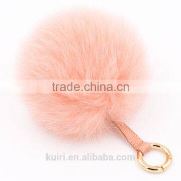 Fur Pom Pom Keychain 12cm Fox Fur Ball Key Chains Cute Round Ball Fluffy Keychain Real Fur Key Ring Charms for Bags photo-3